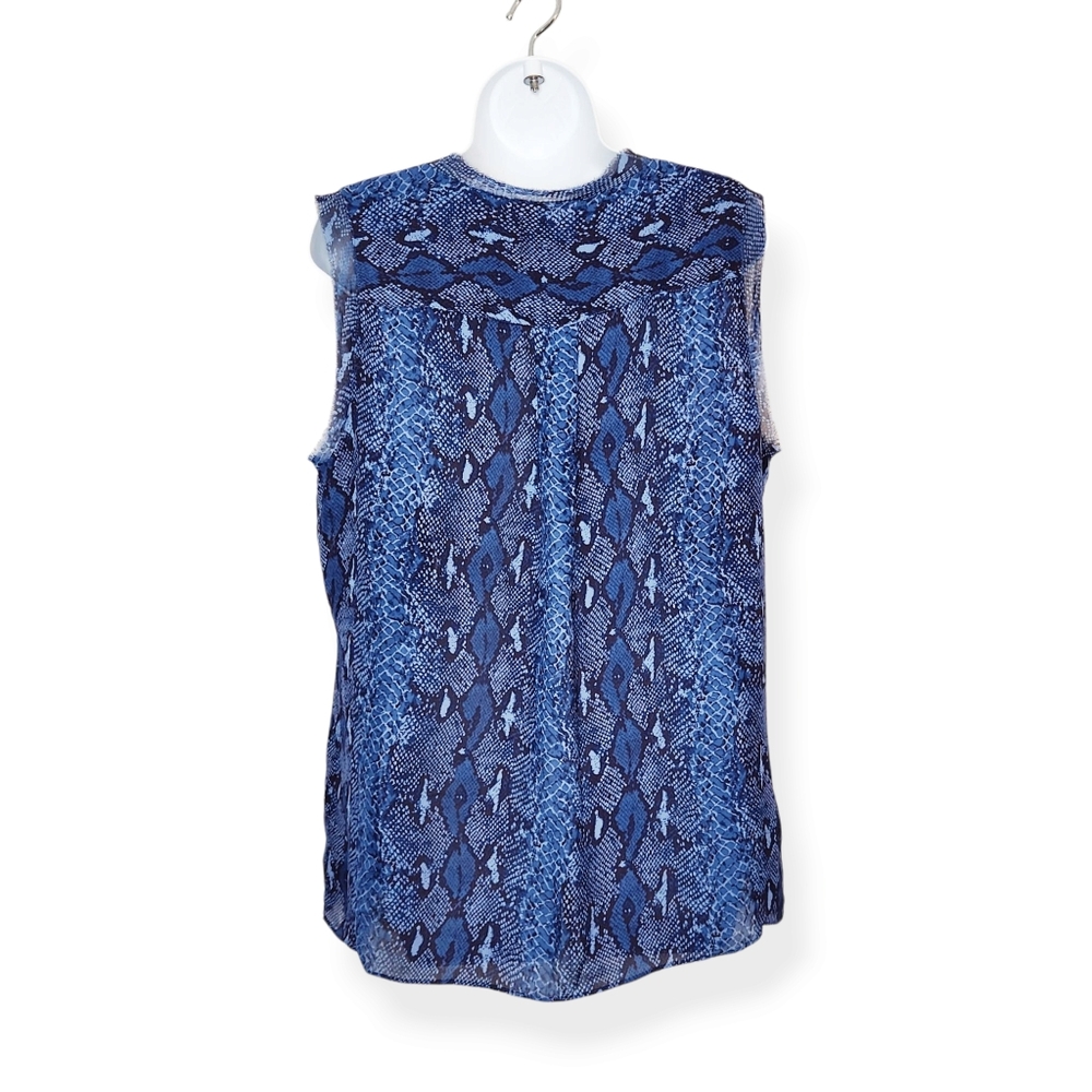 Banana Republic Blue Snake Python Print Sleeveles… - image 3